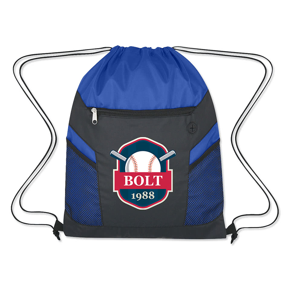 Custom Full Color Ripstop Zippered Drawstring Bag - Design