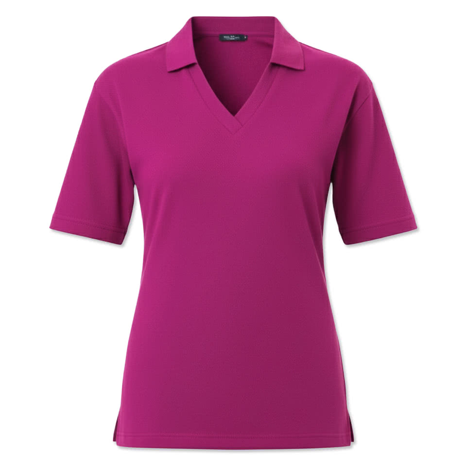 Blue Generation Women's Superblend Easy-Care V-Neck Pique Polo