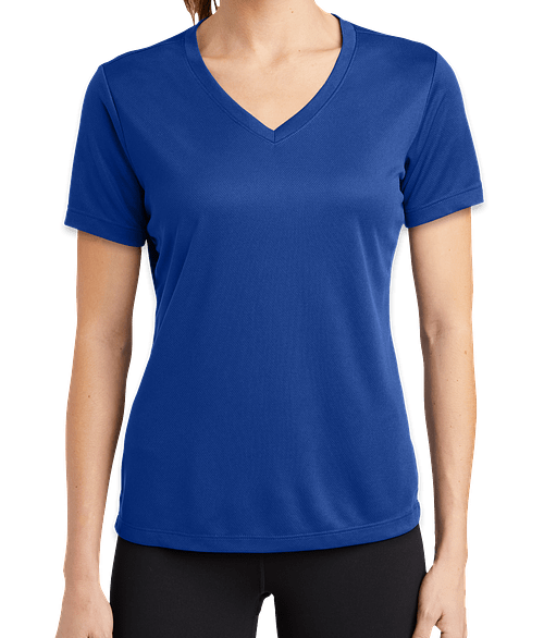 Sport-Tek Women's RacerMesh V-Neck Performance Shirt in True Royal