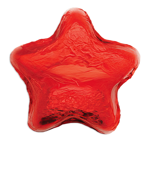 Foil Wrapped Chocolate Star in Dark Red