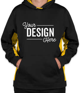 Sport-Tek Colorblock Performance Pullover Hoodie - Color: Black / Gold