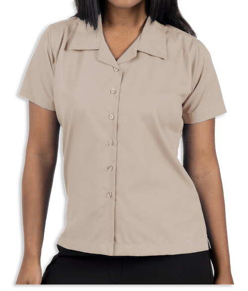 Blue Generation Women's Poplin Short Sleeve Camp Shirt - Printed in Natural