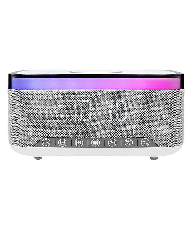 Rise & Shine Clock with Light-Up Bluetooth Speaker and Qi Wireless Charging Pad