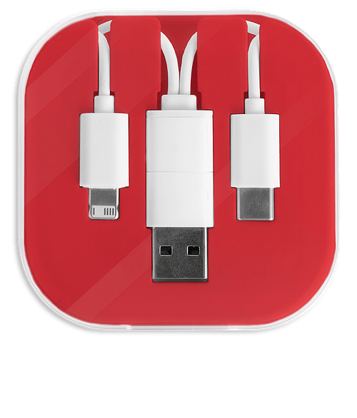 3-in-1 Charging Cable with Phone Stand 2.0 in RED