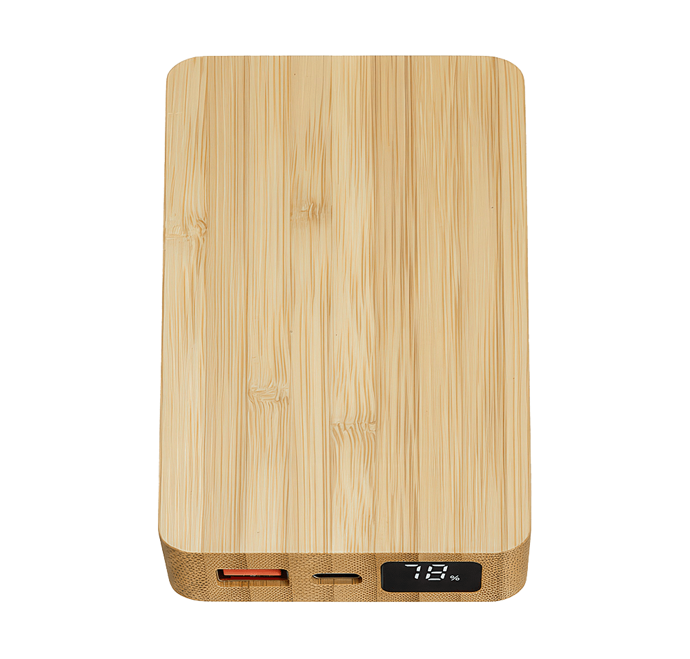 Bamboo 10,000 mAh Dual Port Power Bank with 10W Wireless Charger-default