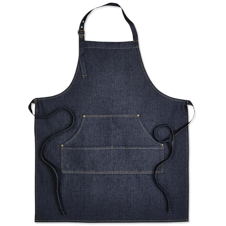 Artisan Collection Jeans Stitch Denim Full Length Apron - Embroidered