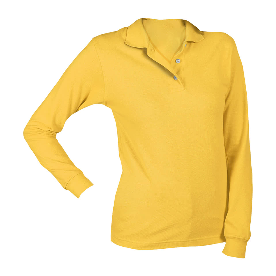 Blue Generation Women's Superblend Easy-Care Pique Long Sleeve Polo