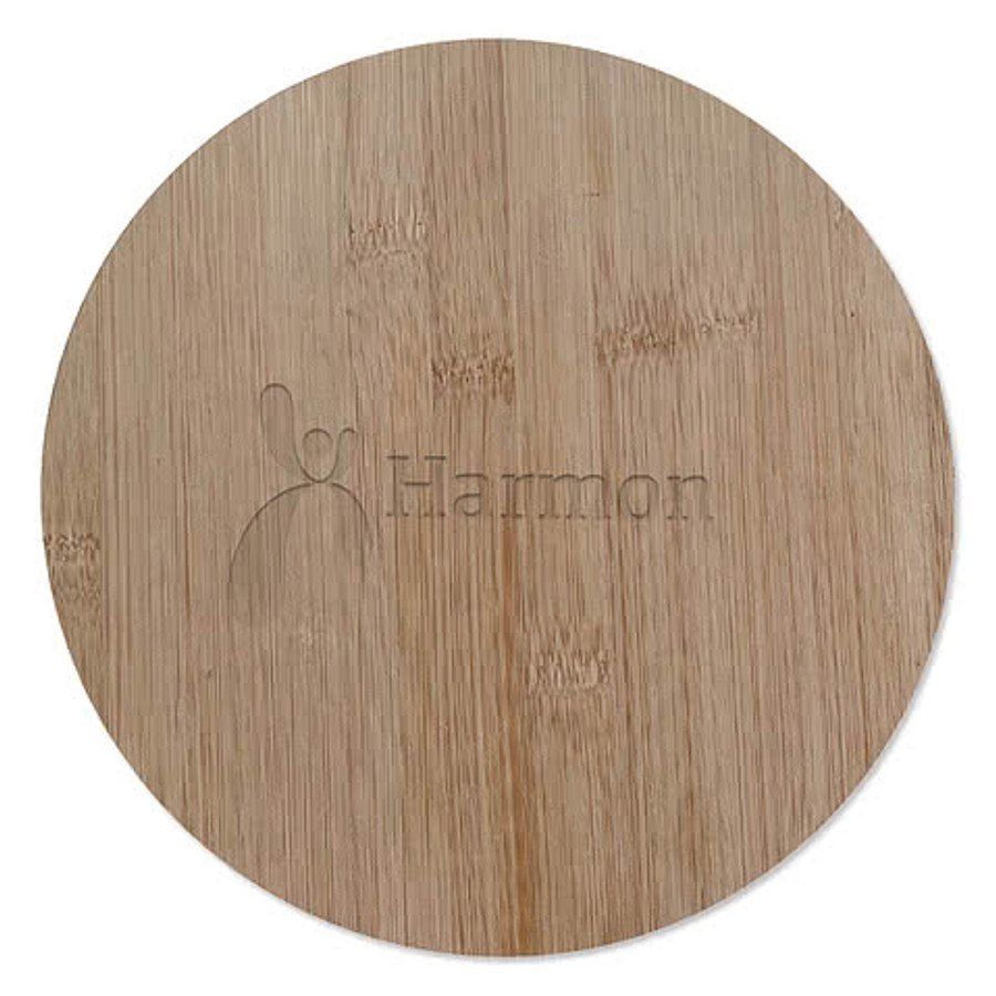 Laser Engraved Round Bamboo Cutting Board in Natural