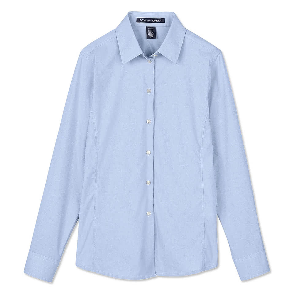 Devon & Jones Women's CrownLux Microstripe Performance Dress Shirt - Printed