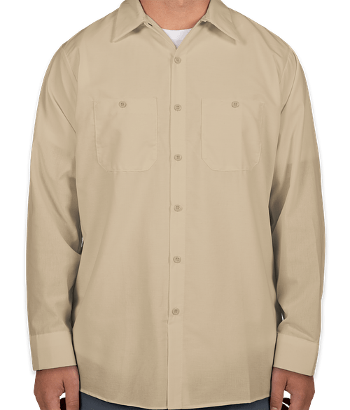 Red Kap Tall Long Sleeve Industrial Work Shirt in Light Tan