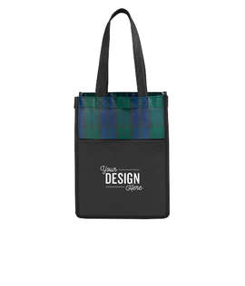 Mini Buffalo Plaid Non-Woven Gift Tote - Color: Blue / Green