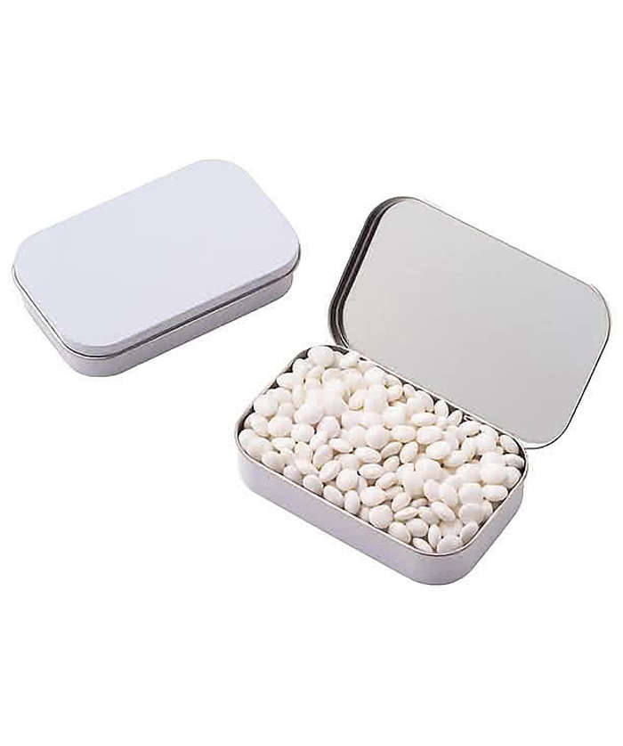 Full Color White Mints Large Hinged Tin