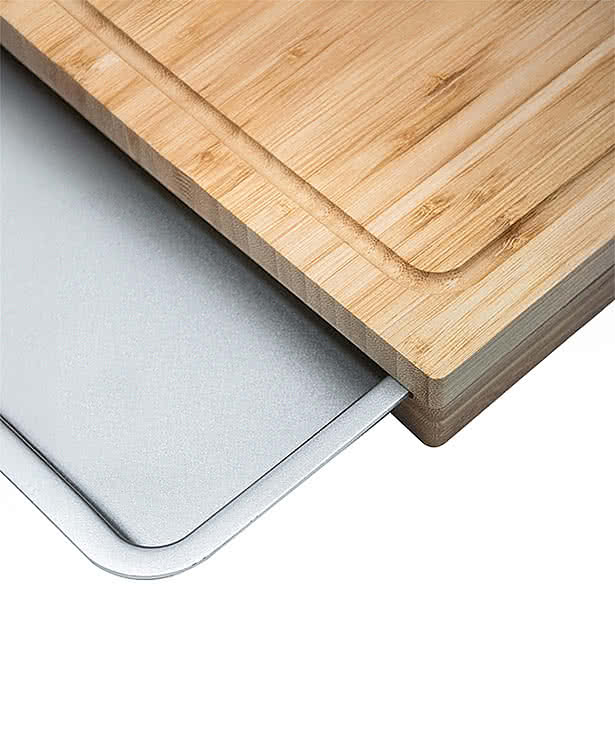 Laser Engraved Cuisinart Outdoors Bamboo Cutting Board with Hidden Tray