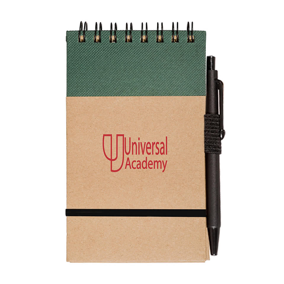 Pocket Jotter Hard Cover Spiral Notebook with Pen