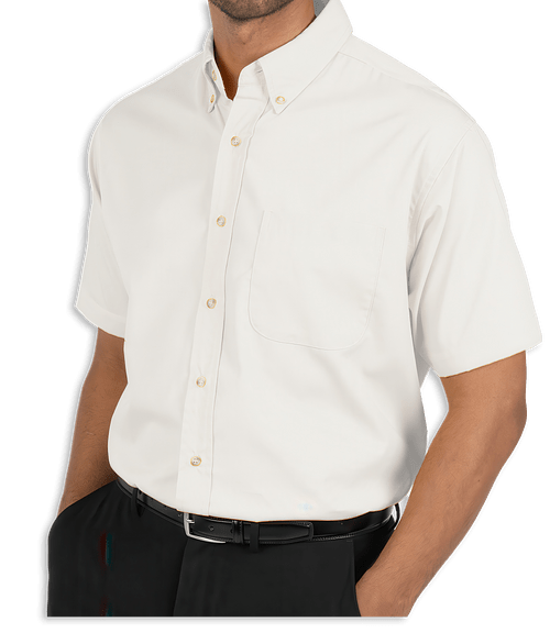 Blue Generation Superblend Poplin Short Sleeve Dress Shirt - Embroidered in White