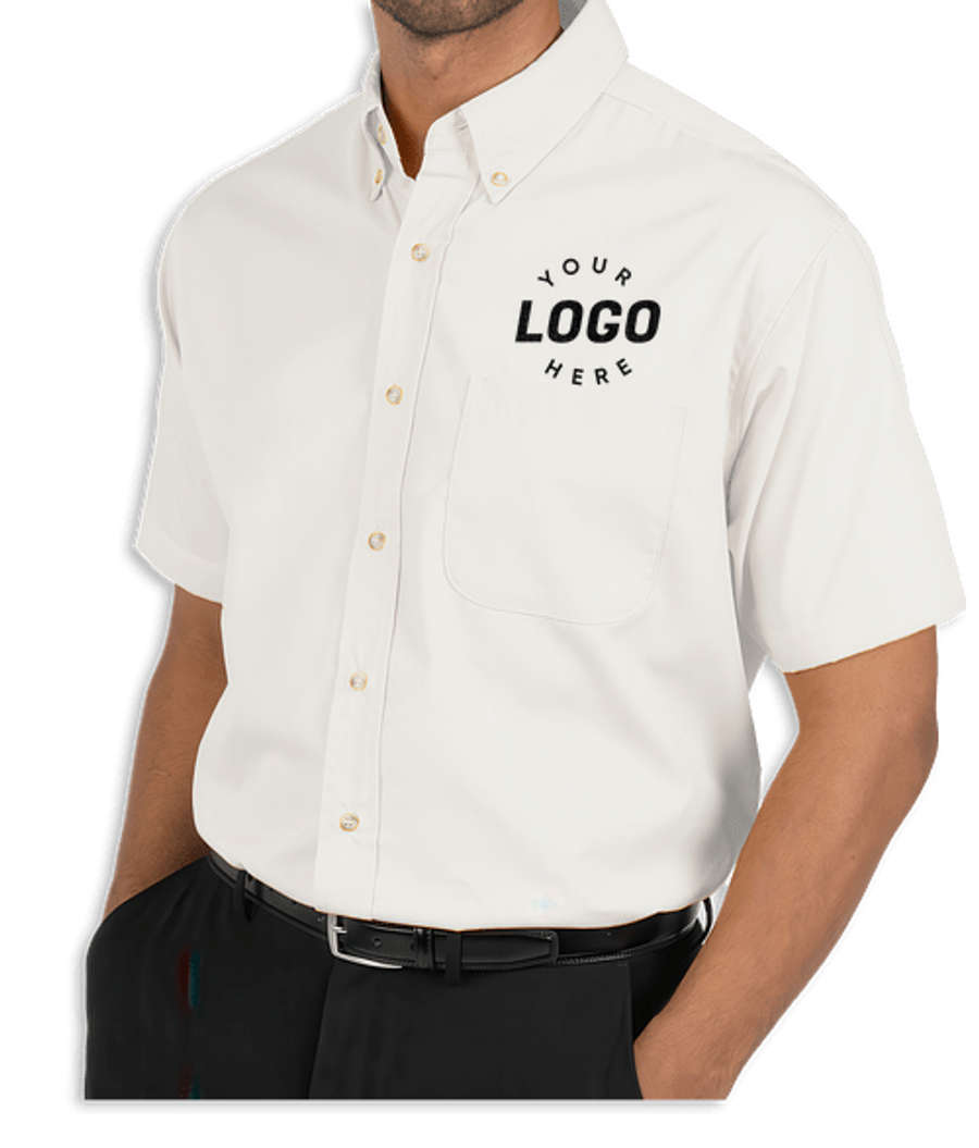 Blue Generation Superblend Poplin Short Sleeve Dress Shirt - Embroidered in White