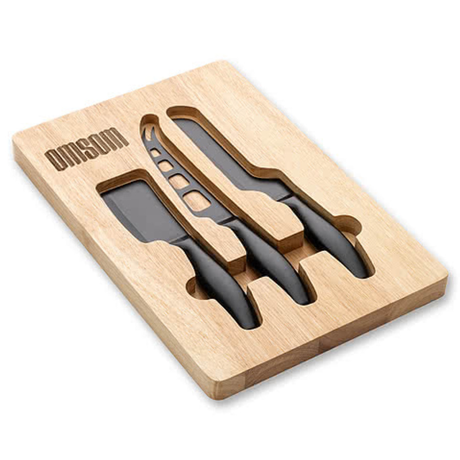 Barossa Serving Board w/3 Cheese Knives in Black