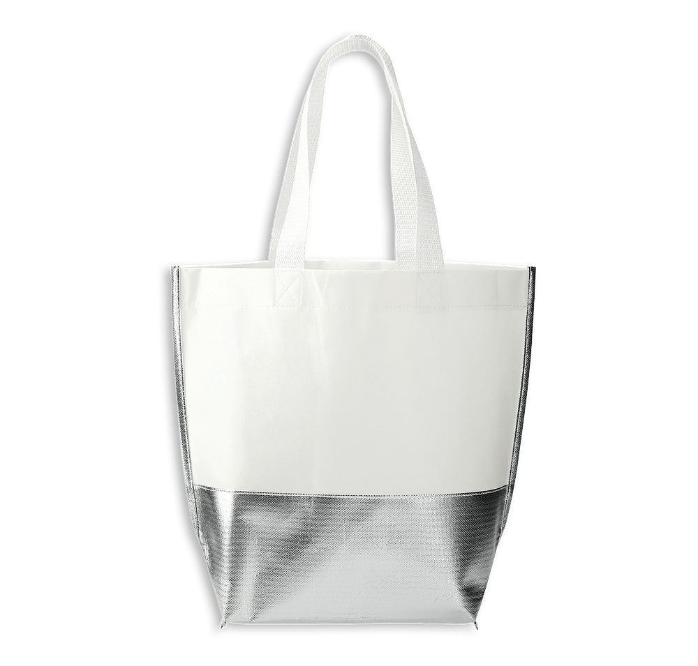 Large Laminated Metallic Bottom Tote Bag-default