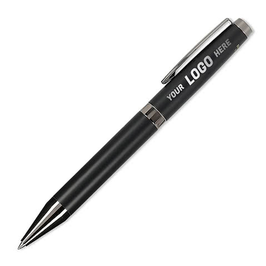 Laser Engraved Recycled Brass Ultra Gel Ballpoint Pen (black ink) in Black