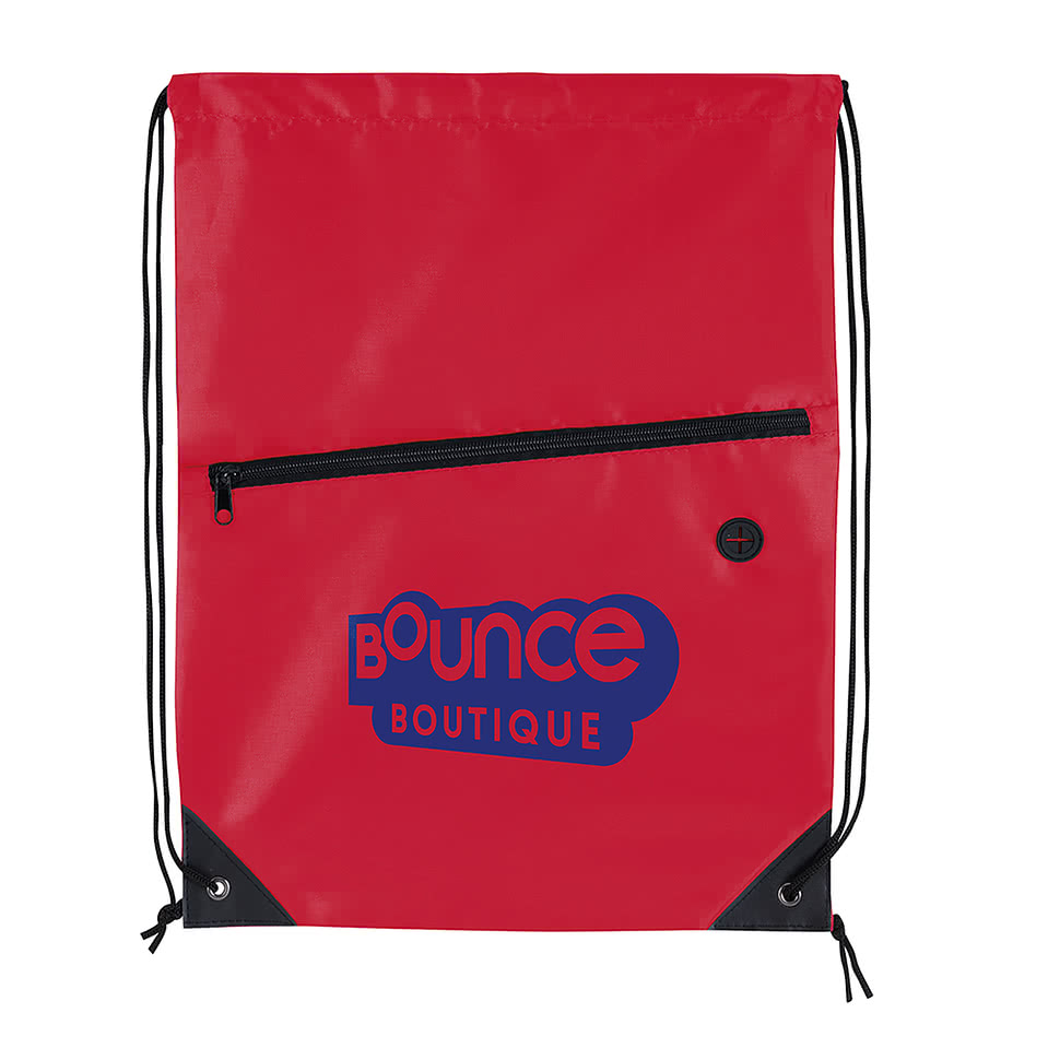 Full Color Front Zip Drawstring Bag