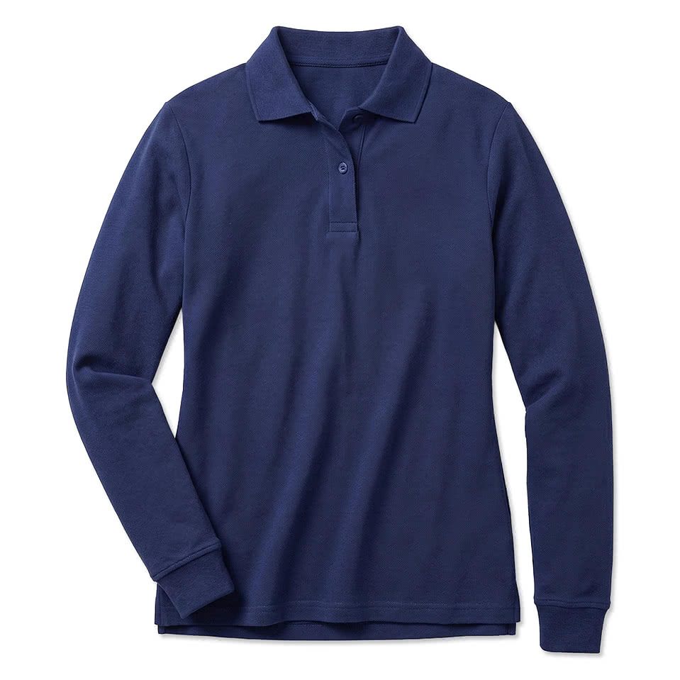 Blue Generation Women's Soft Touch Long Sleeve Pique Polo