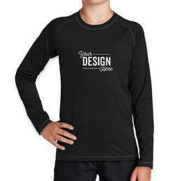 Sport-Tek Youth Long Sleeve Rash Guard Shirt - Color: Black