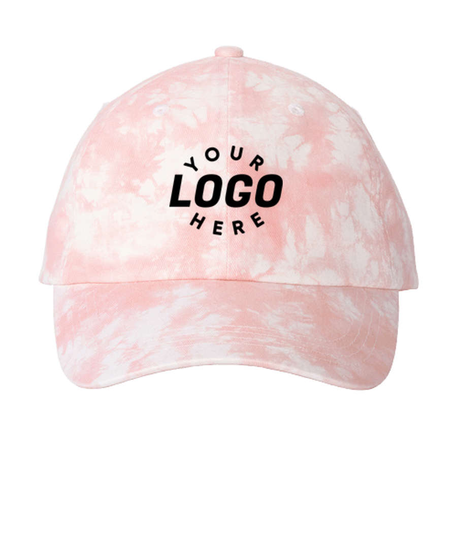 Port Authority Tie-Dye Unstructured Baseball Hat in Light Pink