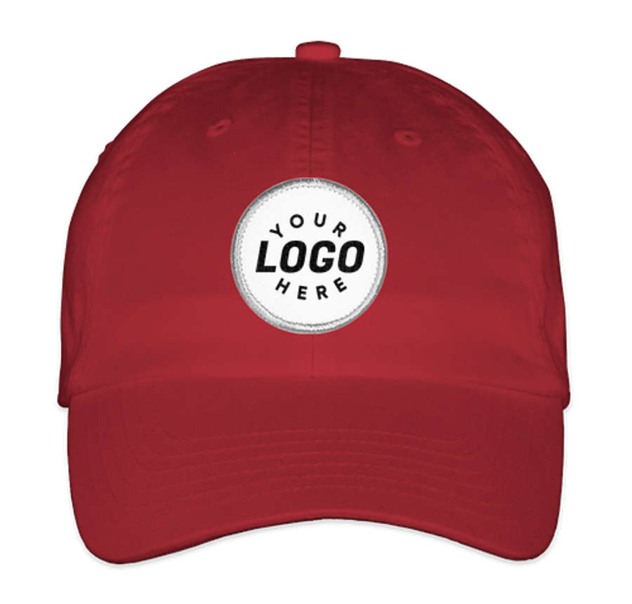 Valucap Bio-Washed Hat - Circle Patch - Embroidered in Cardinal