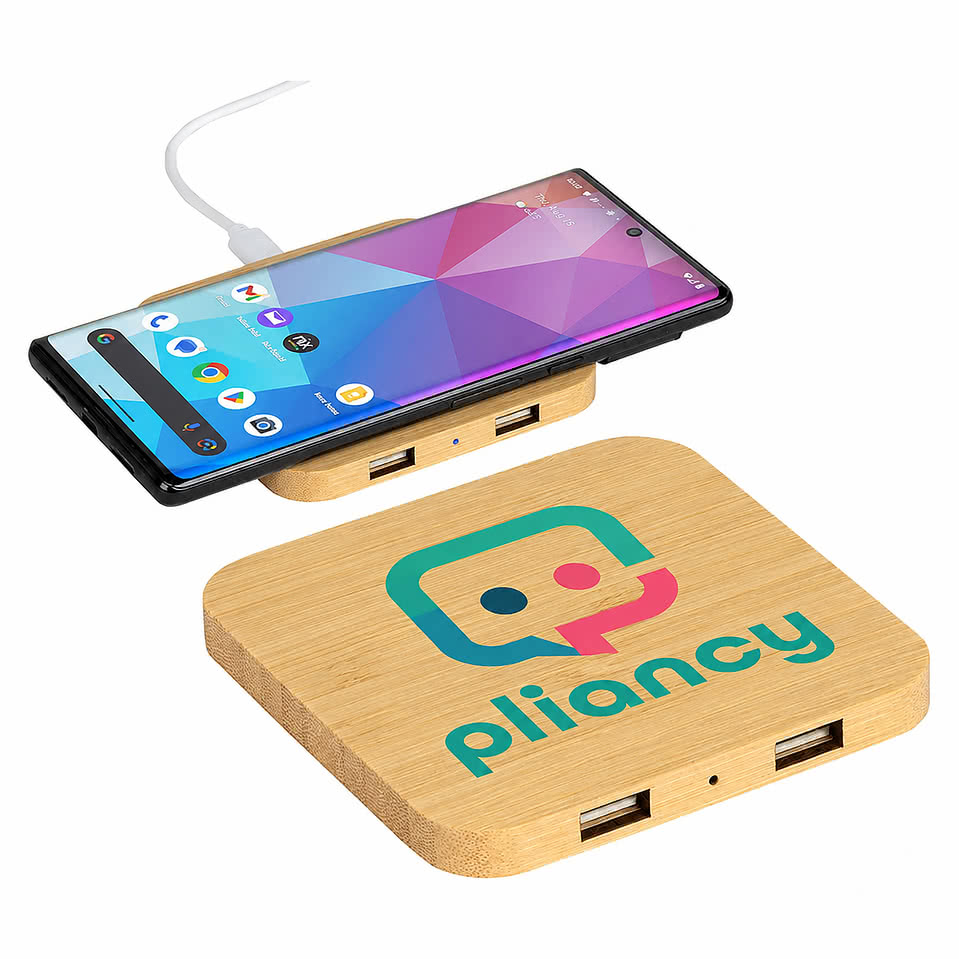 Panda FSC Bamboo 5W Wireless Charger with Dual USB Ports