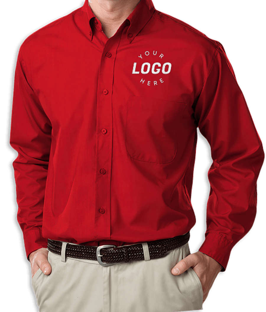 Blue Generation Value Long Sleeve Poplin Dress Shirt - Embroidered in Red