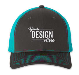 Richardson Snapback Trucker Hat - Color: Charcoal / Neon Blue