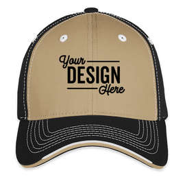 Sportsman Tri-Color Contrast Stitched Hat - Color: Khaki / Black