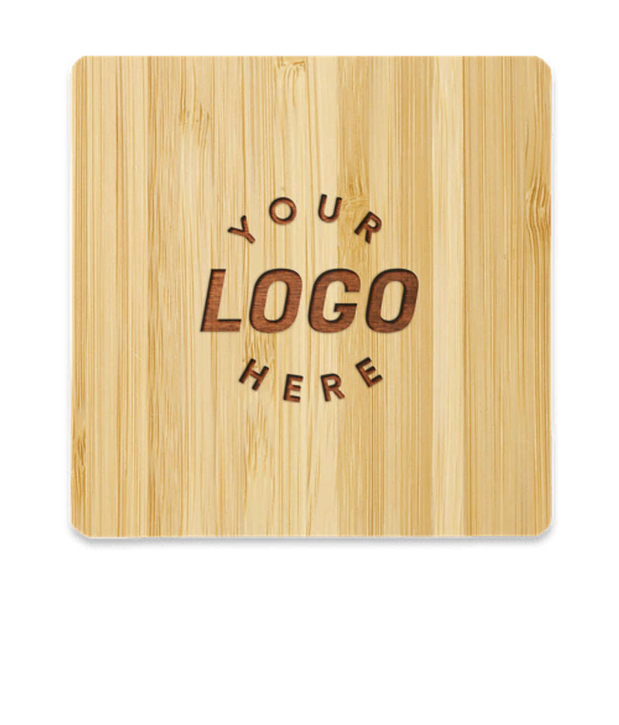 Laser Engraved Bamboo 5W Portable Wireless Charging Pad in Natural