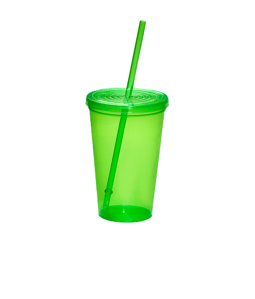 20 oz. Econo Sturdy Sipper Tumbler with Straw in TRANSLUCENT LIME GREEN
