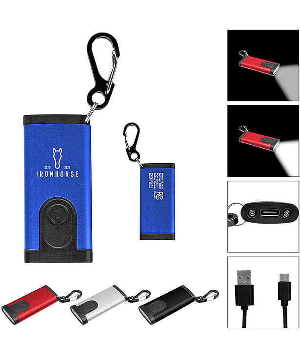 Slim Rechargeable COB Flashlight Keychain