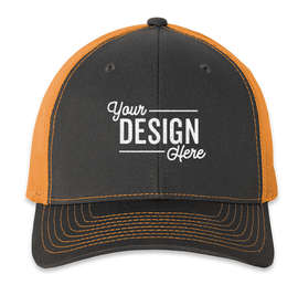 Richardson Snapback Trucker Hat - Color: Charcoal / Orange
