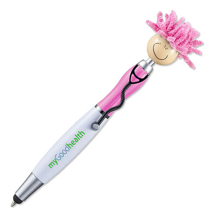 MopToppers Stethoscope Light Tone Ballpoint Stylus Pen (black ink) in Blue