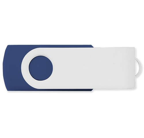 Full Color White Matte Swivel USB Flash Drive 8GB in Navy Blue