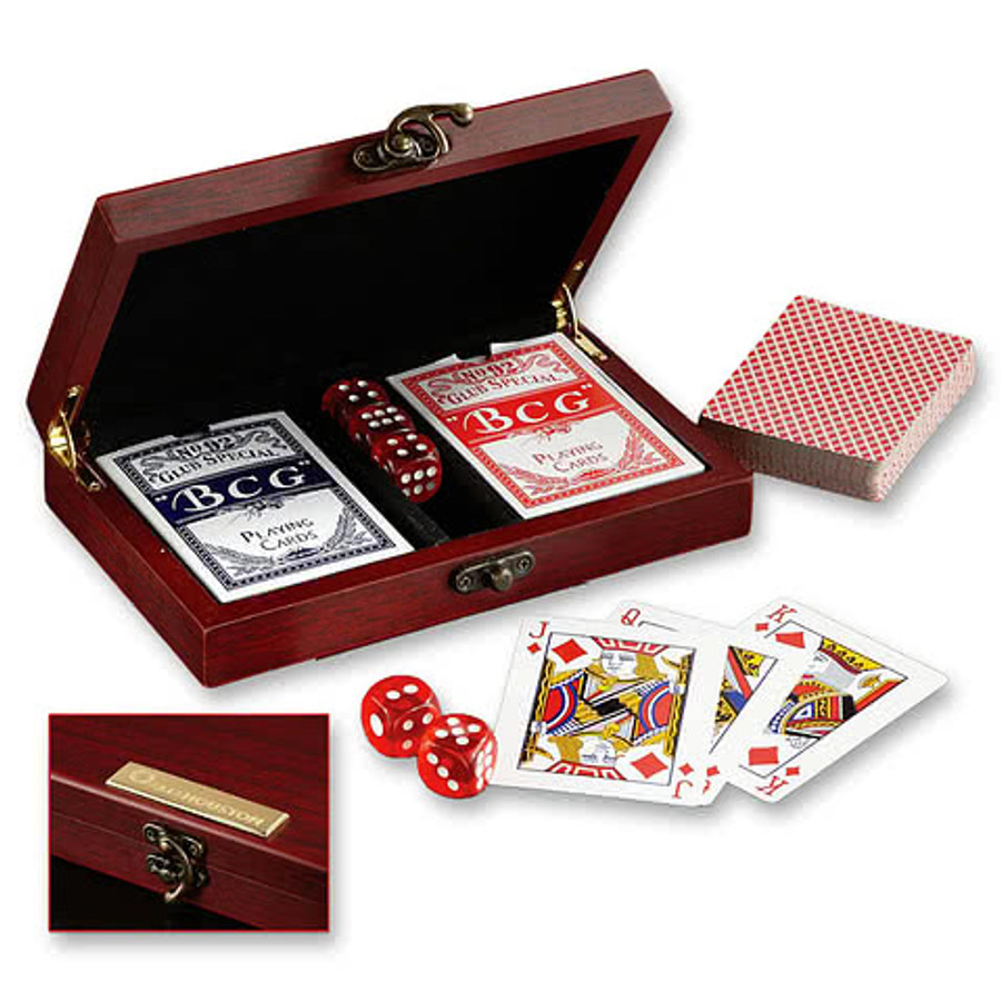 Card and Dice Set in Brown