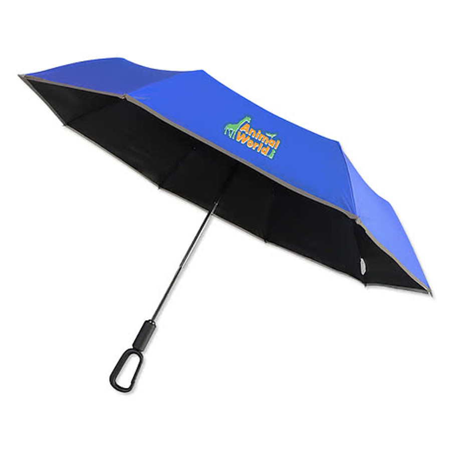 Full Color Ridgeline 46" Arc Reflective Umbrella with Carabiner Handle in Royal Blue