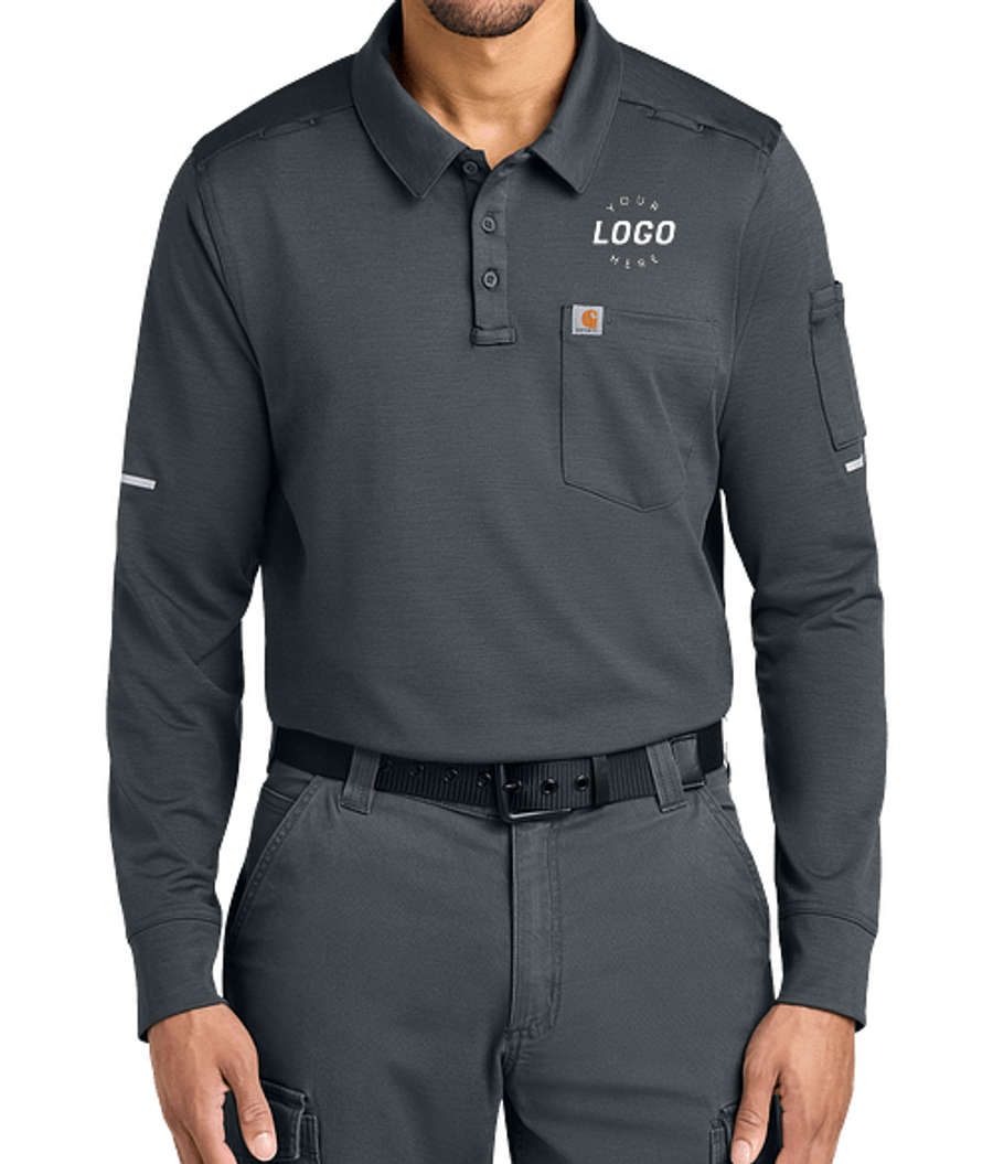 Carhartt FLD & RSCU Long Sleeve Performance Polo - Printed in Pewter