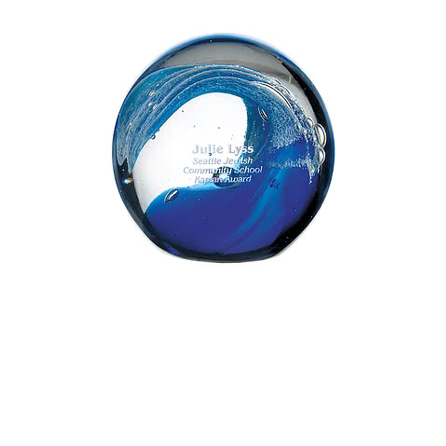 Laser Engraved Wave Award in Blue