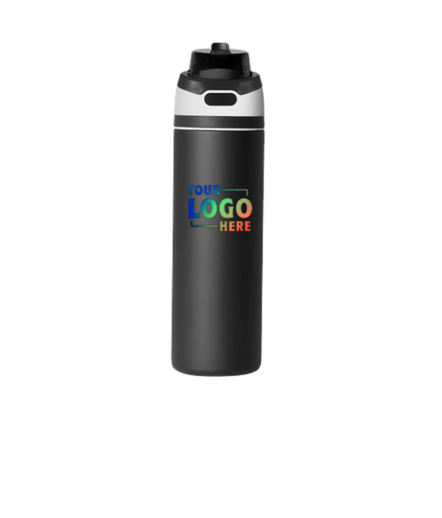 Full Color 28 oz. Elvin Stainless Steel Recycled Sports Water Bottle in Black