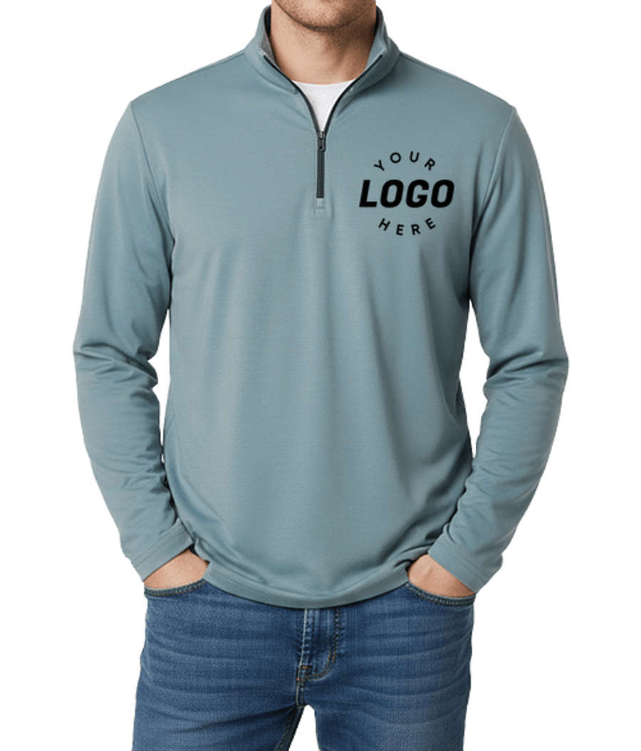 North End JAQ Stretch Quarter Zip Performance Shirt in Opal Blue / Carbon