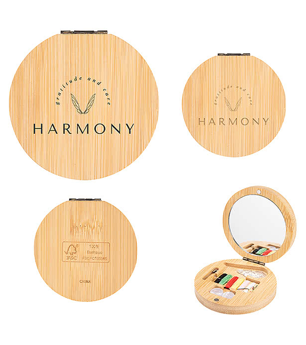 Bamboo Sewing Kit with Mirror