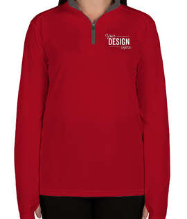 Badger Women's Contrast Quarter Zip Performance Shirt - Color: Red / Graphite