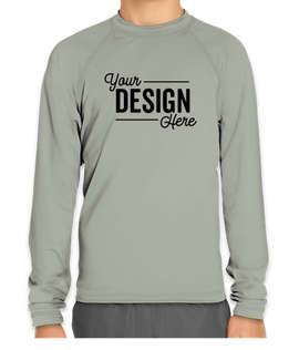Wet Effect Youth Long Sleeve Rash Guard Shirt - Color: Silver