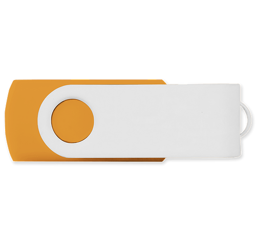 Full Color White Matte Swivel USB Flash Drive 16GB in Orange