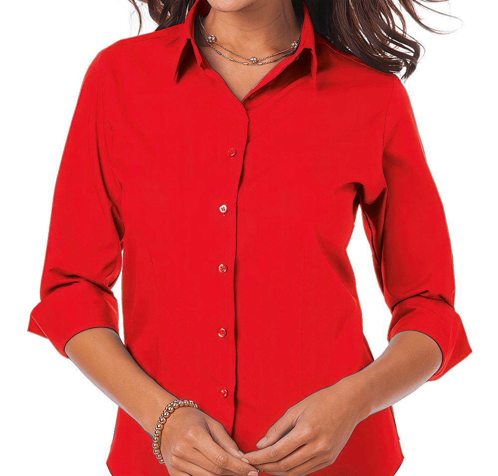 Blue Generation Women's Superblend Poplin 3/4 Sleeve Dress Shirt-default