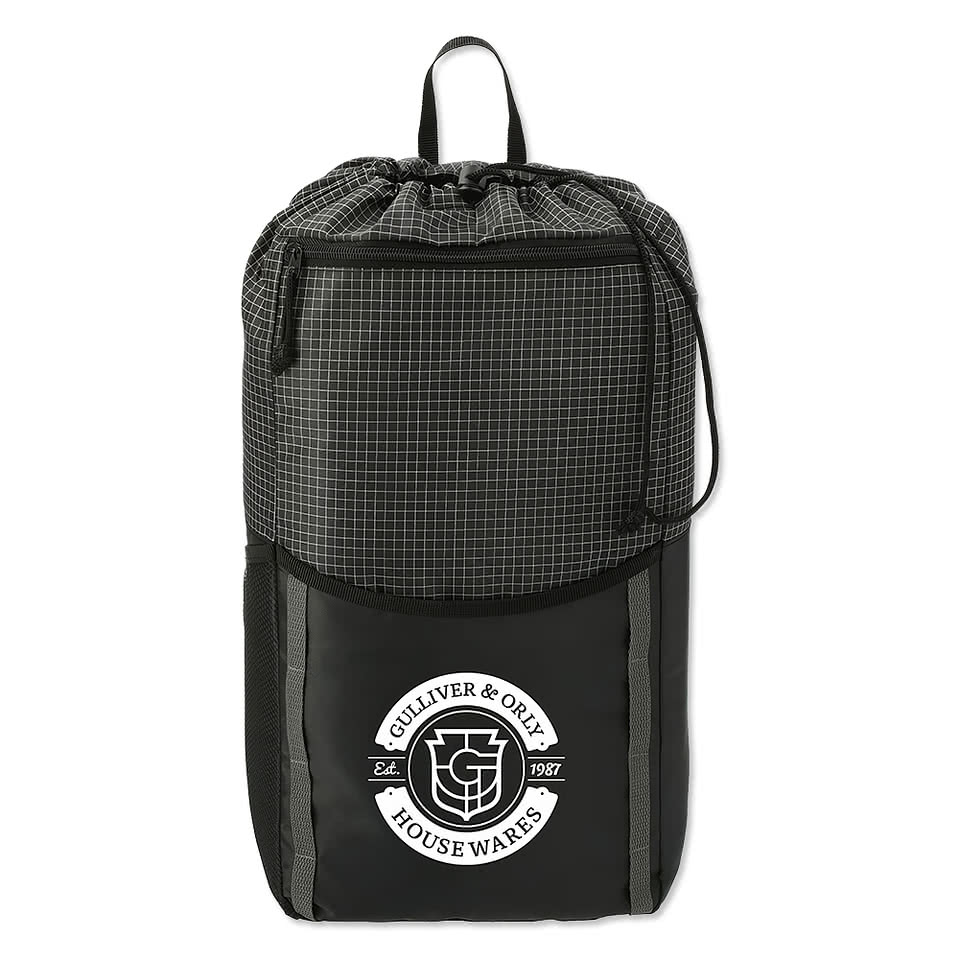 Full Color Grid Drawstring Backpack